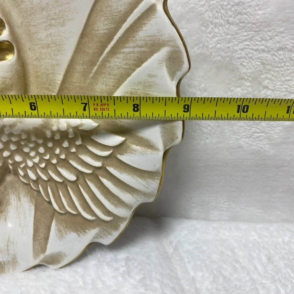 VTG Haeger Embossed Duck Goose White Plate Gold Tone Accent Decorative‎ Wall Art